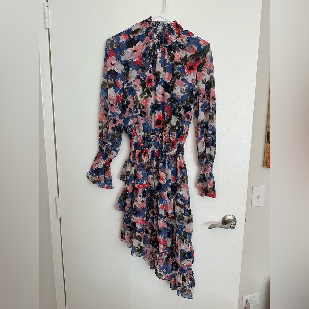 MISA Savanna Dress Floral Ruffle Midi Revolve NWOT